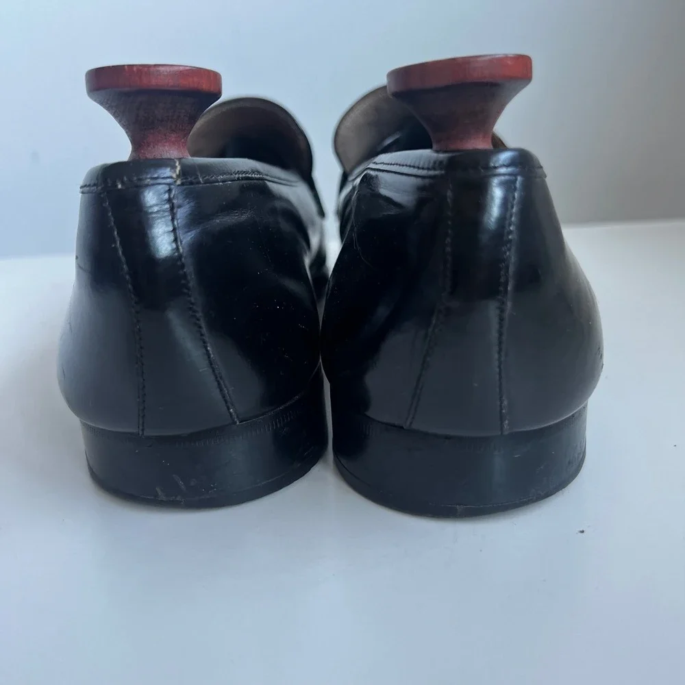 Francesco Bellini Vintage Black Leather Tassel Loafers Made in Italy Size 12 M